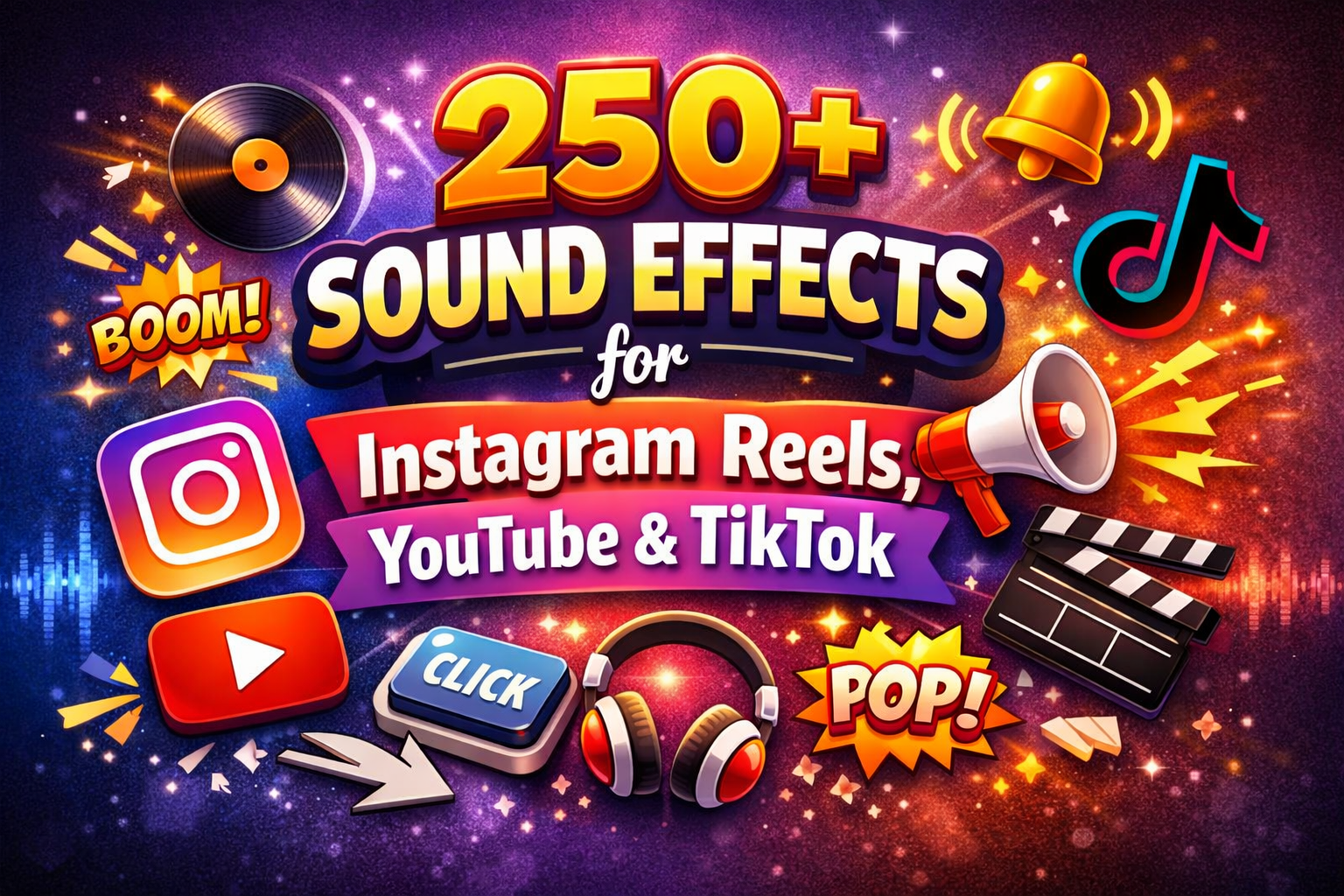 250+ sound effects for Instagram reels, YouTube and TikTok